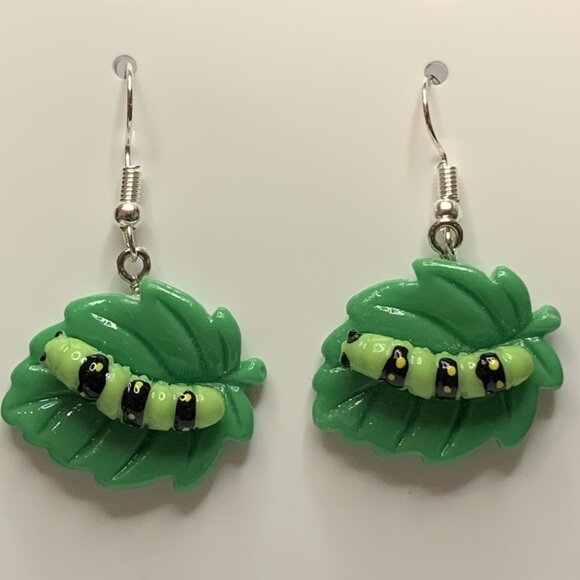 Caterpillar Earring, Insect Earring, Teacher Earring, Silly Earring, Gift Idea - Picture 2 of 5